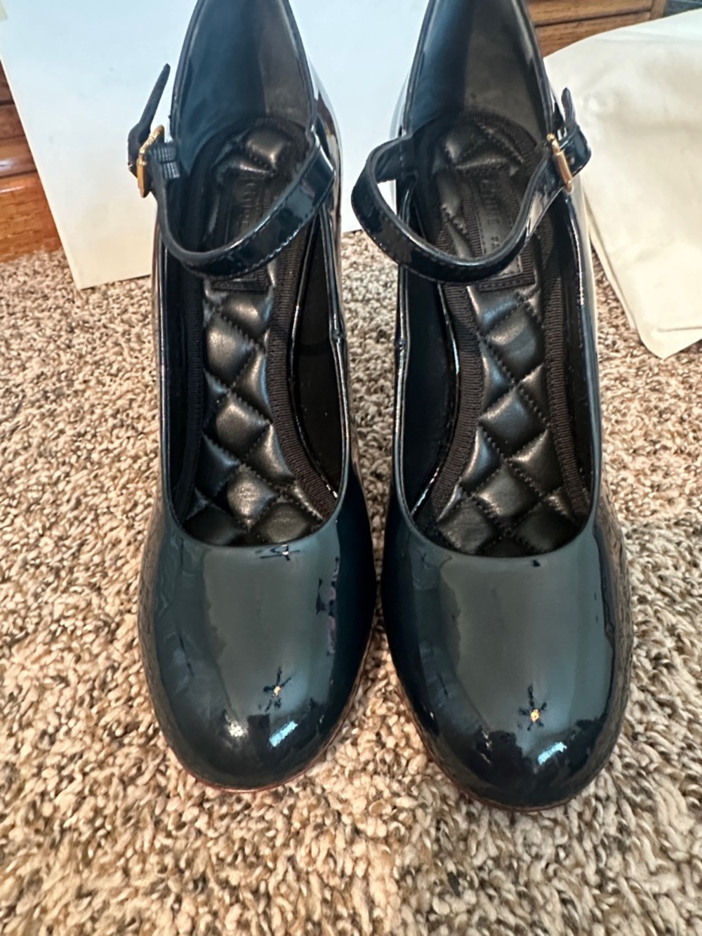 Celine Navy Patent Mary Jane Heels with box and dust bags  Size 37 - Picture 2 of 15